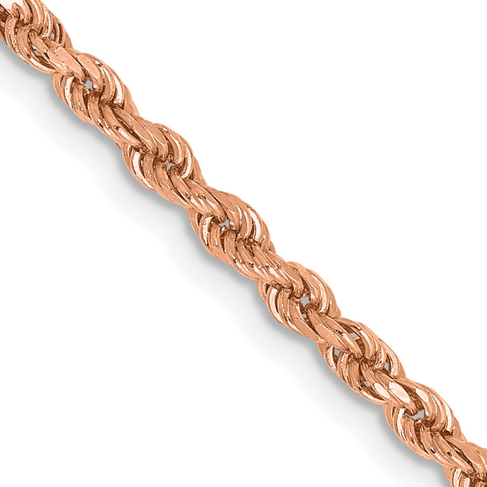 14K Rose Gold 2.25mm Diamond-cut Rope with Lobster Clasp Chain - Image 1