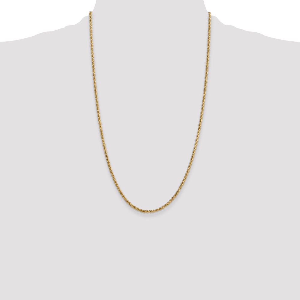 14K 2.5mm Regular Rope with Lobster Clasp Chain - Image 4