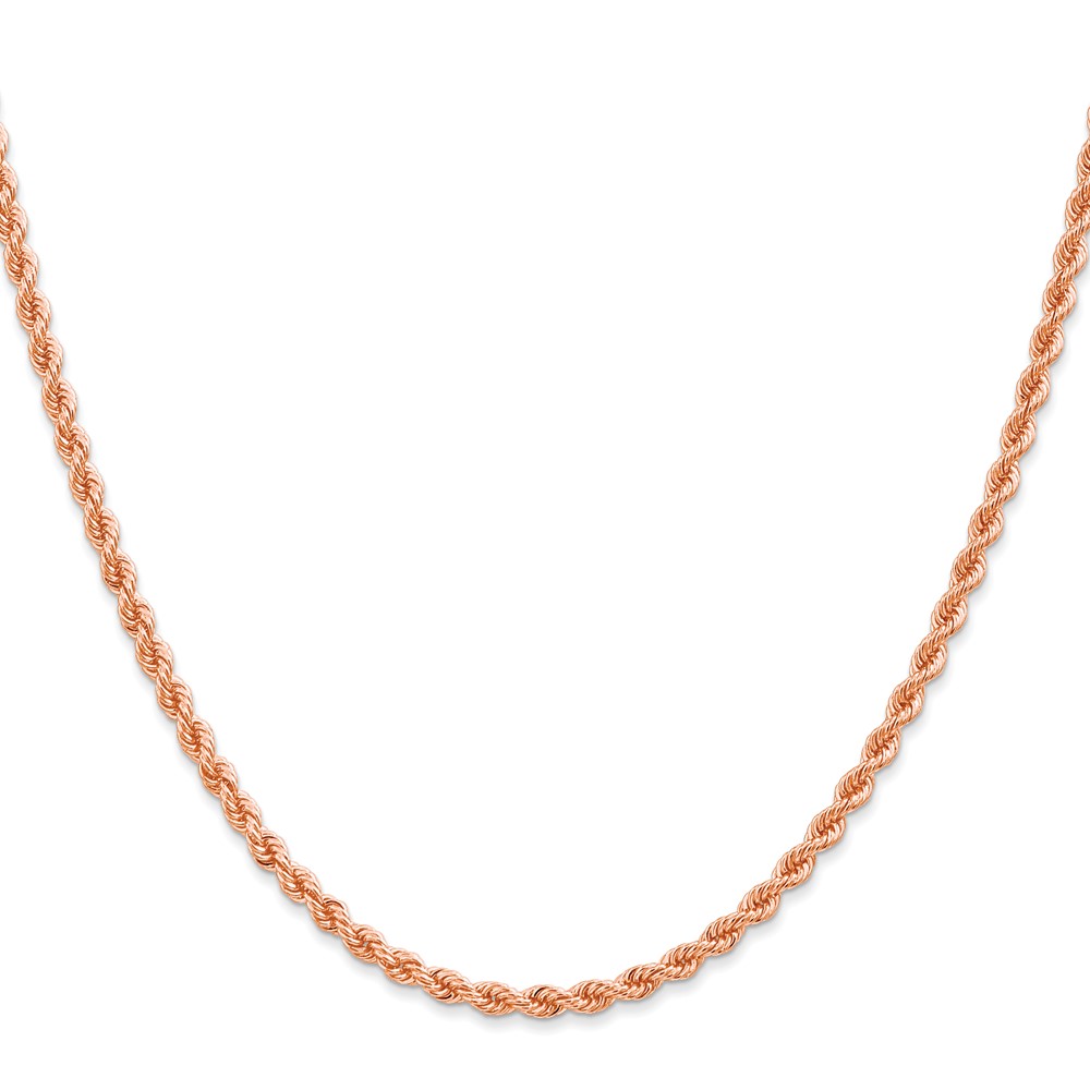 14k Rose Gold 2.75mm Diamond-cut Rope with Lobster Clasp Chain - Image 2
