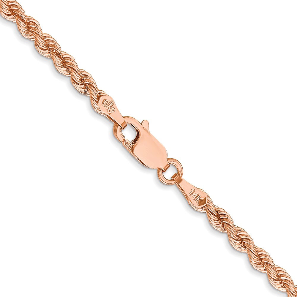 14k Rose Gold 2.75mm Diamond-cut Rope with Lobster Clasp Chain - Image 3