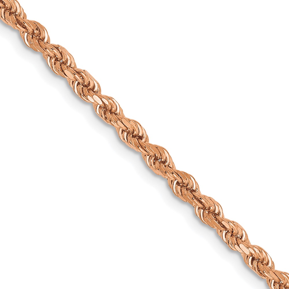 14k Rose Gold 2.75mm Diamond-cut Rope with Lobster Clasp Chain - Image 1