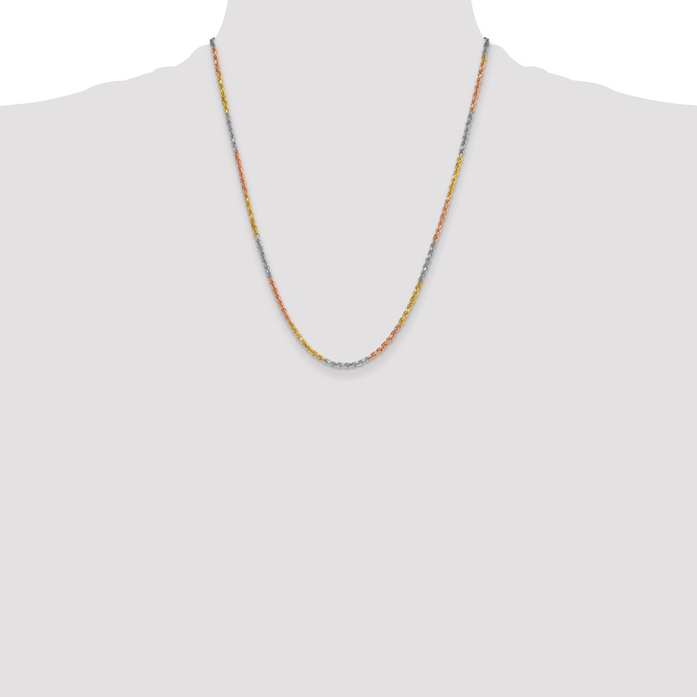 14k Tri-Color 3mm D/C Rope Chain - Image 4
