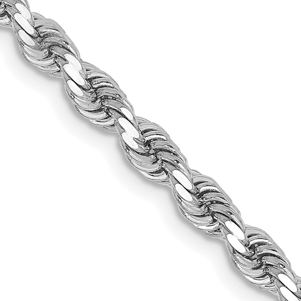 10k White Gold 3.25mm Diamond-cut Rope Chain - Image 1