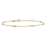 10k Two-tone Bezel-set 3.6mm CZ 6-Station Plus Extender - Total Anklet - Image 3