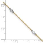 10k Two-tone Bezel-set 3.6mm CZ 6-Station Plus Extender - Total Anklet - Image 4