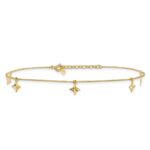 10k Polished Diamond-cut Star Dangles 5-Station Plus Extender - Total Anklet - Image 3
