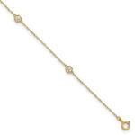 10k Polished Bezel-set 3.8mm CZ 5-Station Anklet