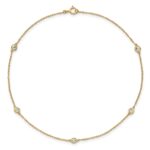 10k Polished Bezel-set 3.8mm CZ 5-Station Anklet - Image 4