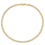 10k and Rose Rhodium Polished and Satin X-and-Heart Anklet - Image 4
