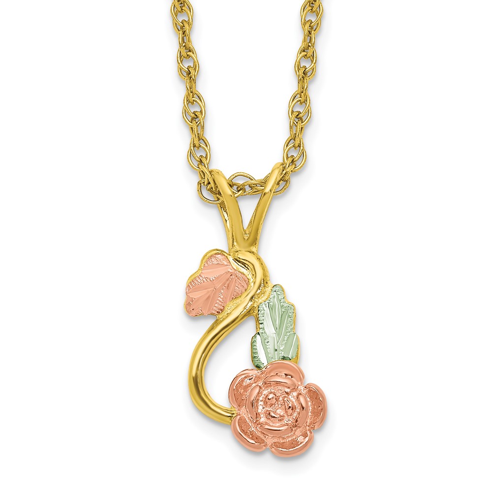 10BH725-18.25.jpg 10K Tri-color w/14K Gold-filled Chain Black Hills Gold Necklace - Image 1