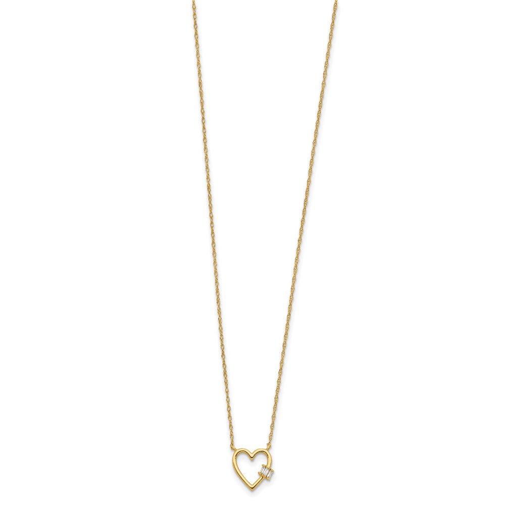 10K Polished CZ Heart Necklace - Image 2
