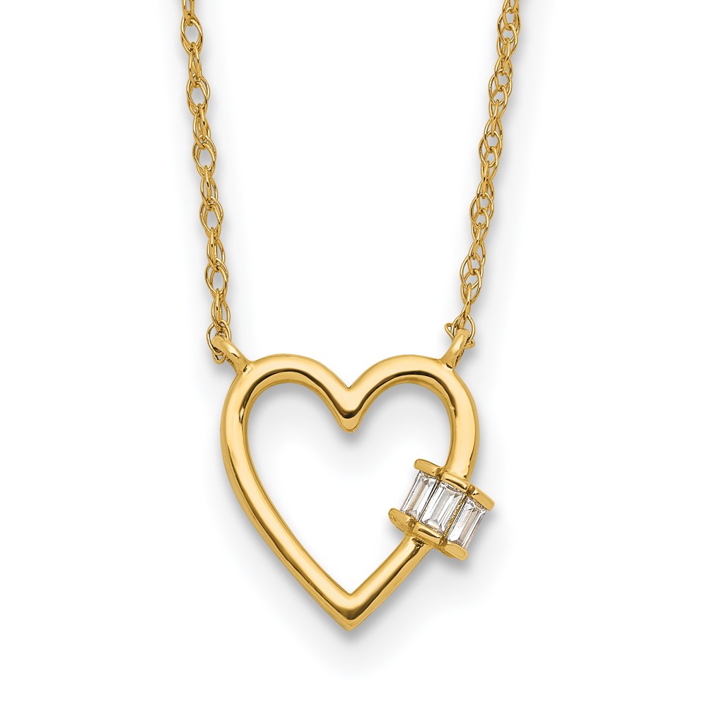 10K Polished CZ Heart Necklace - Image 1
