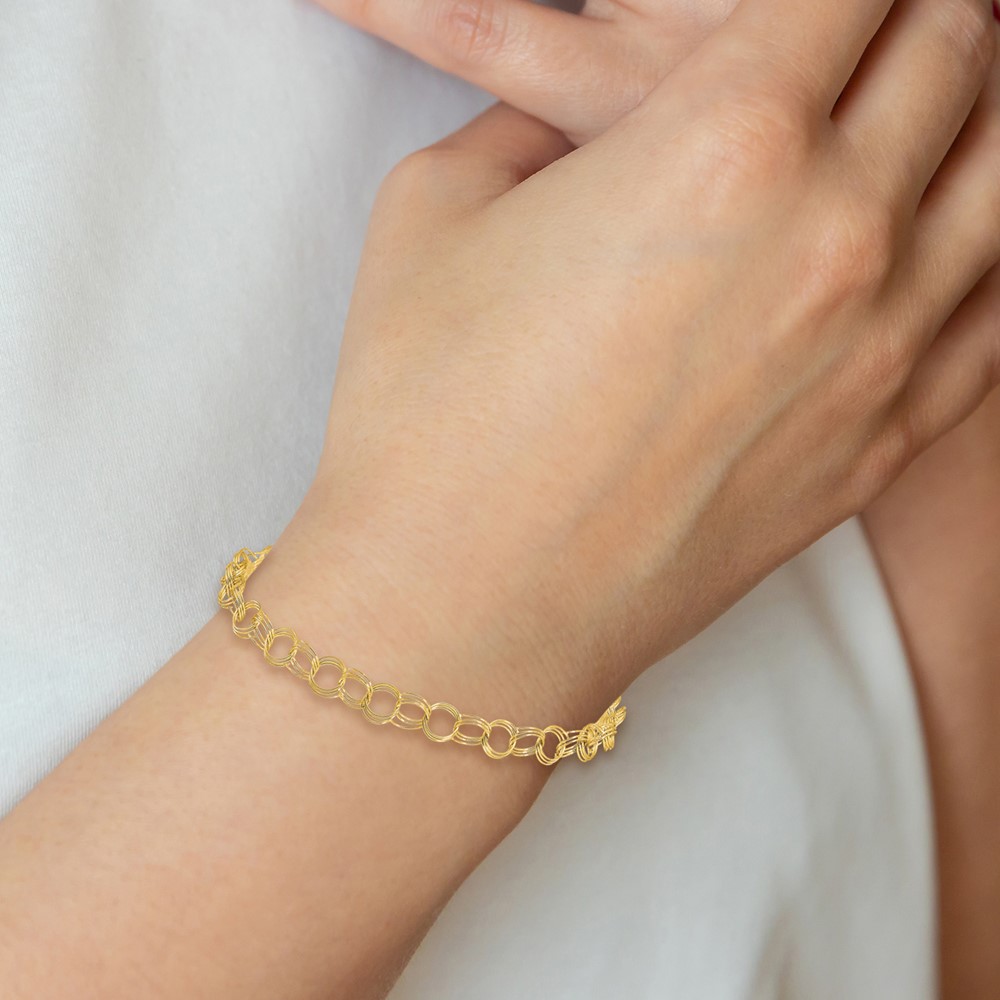 10k Triple Link Charm Bracelet - Image 5