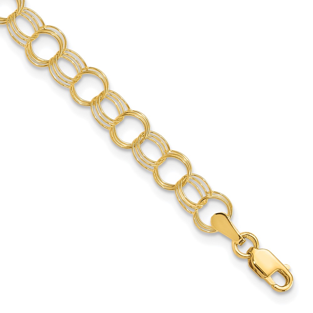 10k Triple Link Charm Bracelet - Image 1
