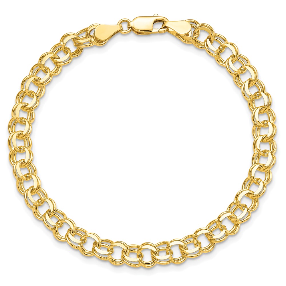 10KY Solid Double Link Charm Bracelet - Image 3