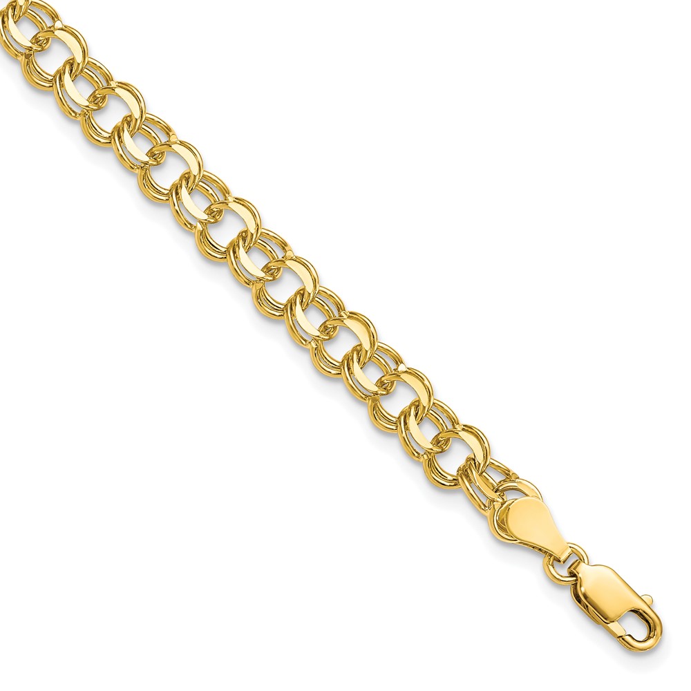 10KY Solid Double Link Charm Bracelet - Image 1