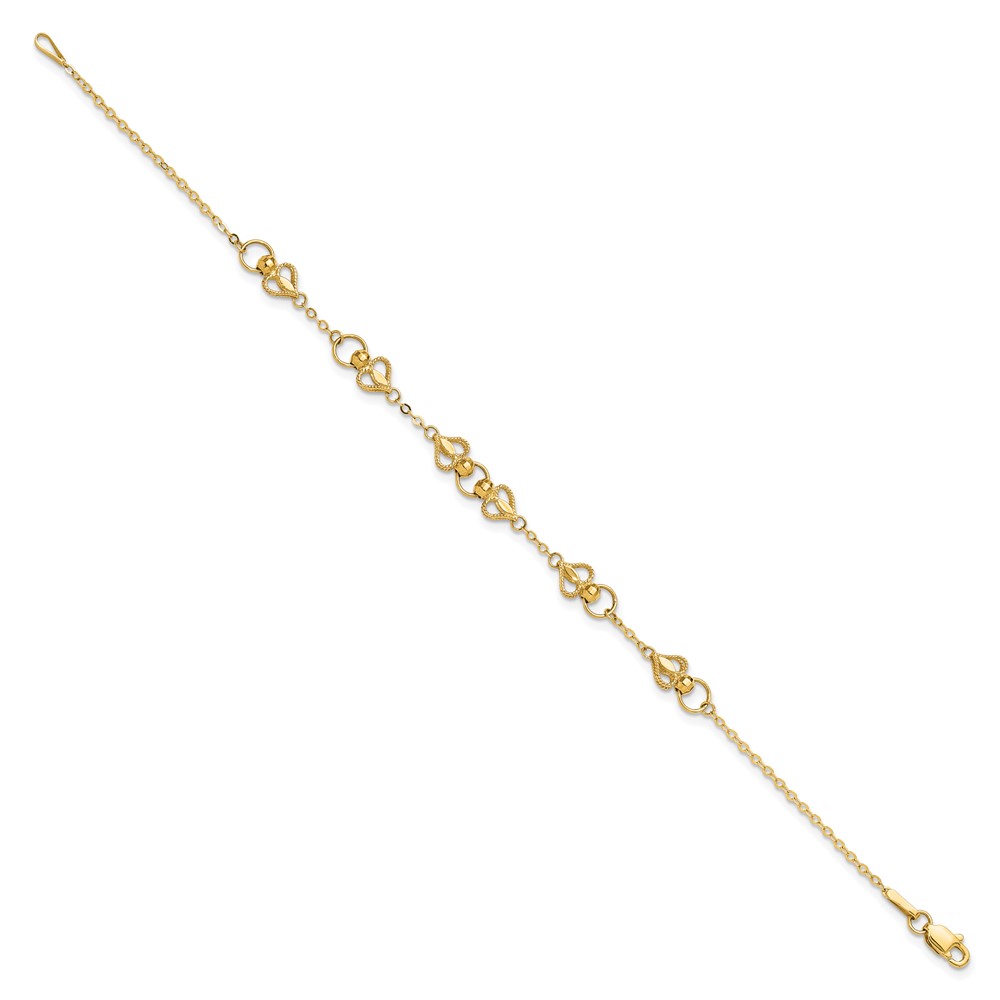 10k Polished Heart 7.5in Bracelet - Image 2