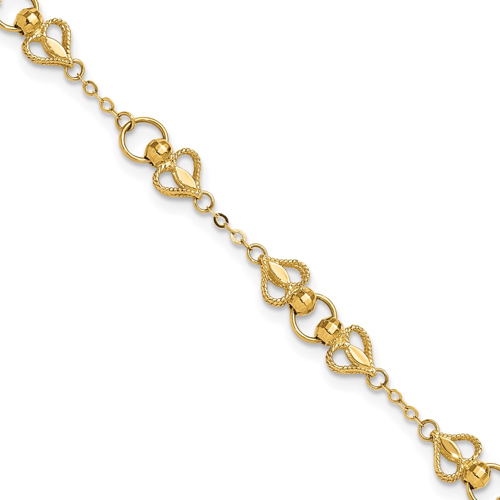 10k Polished Heart 7.5in Bracelet - Image 1