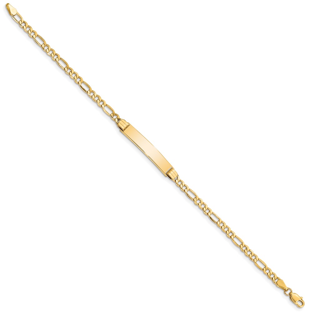 10k Semi-solid Figaro Link ID Bracelet - Image 2