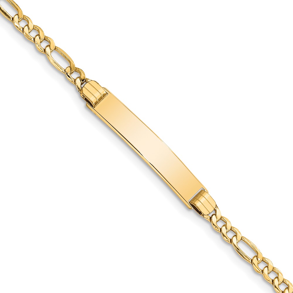 10k Semi-solid Figaro Link ID Bracelet - Image 1