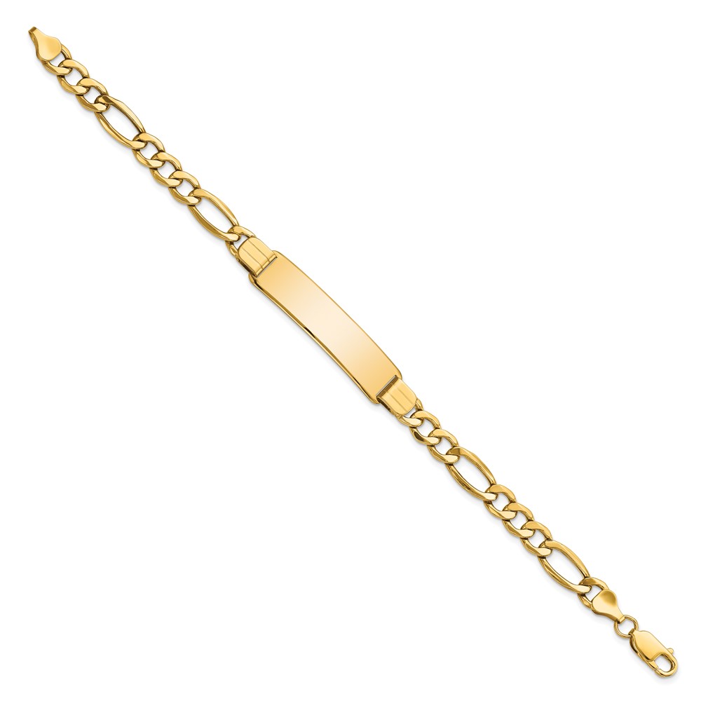 10k Semi-solid Figaro Link ID Bracelet - Image 2