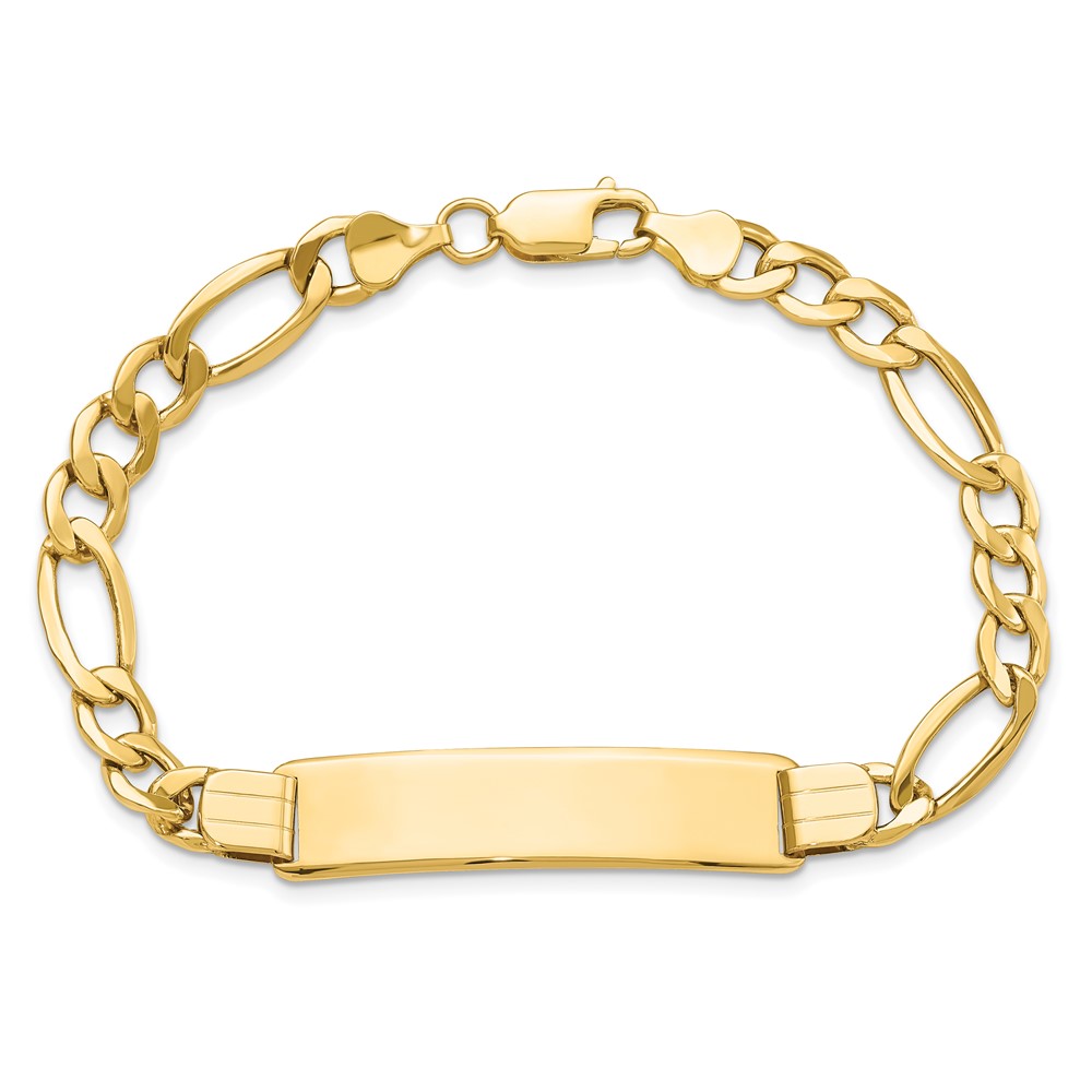 10k Semi-solid Figaro Link ID Bracelet - Image 4