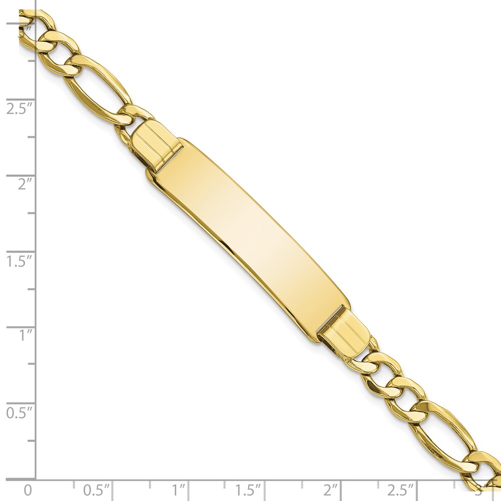 10k Semi-solid Figaro Link ID Bracelet - Image 3