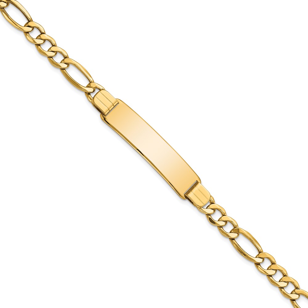 10k Semi-solid Figaro Link ID Bracelet - Image 1
