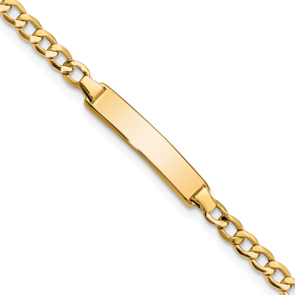 10k Semi-solid Curb Link ID Bracelet - Image 1
