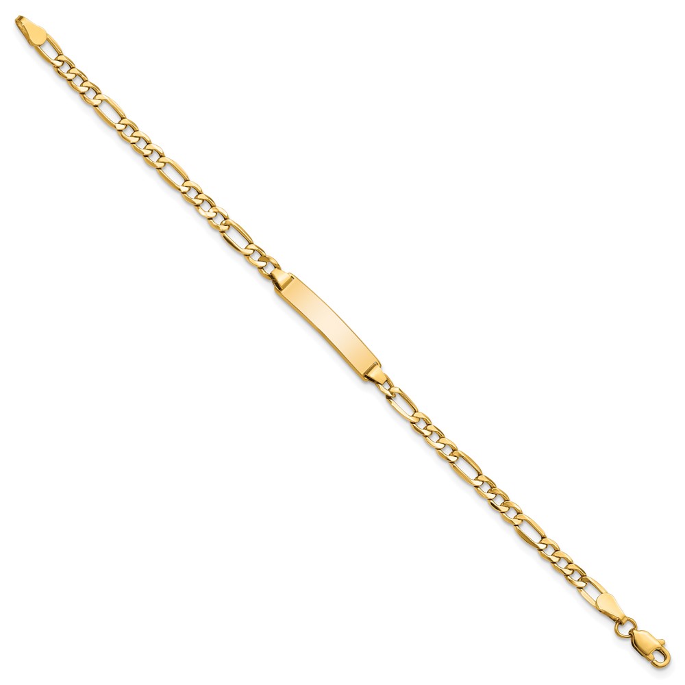 10k Semi-solid Figaro Link ID Bracelet - Image 2