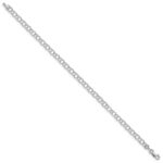 10k White Gold Hollow Double Link Charm Bracelet - Image 3