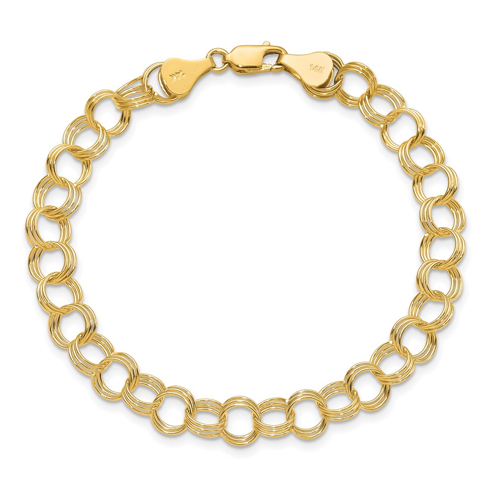 10k Solid Triple Link Charm Bracelet - Image 4