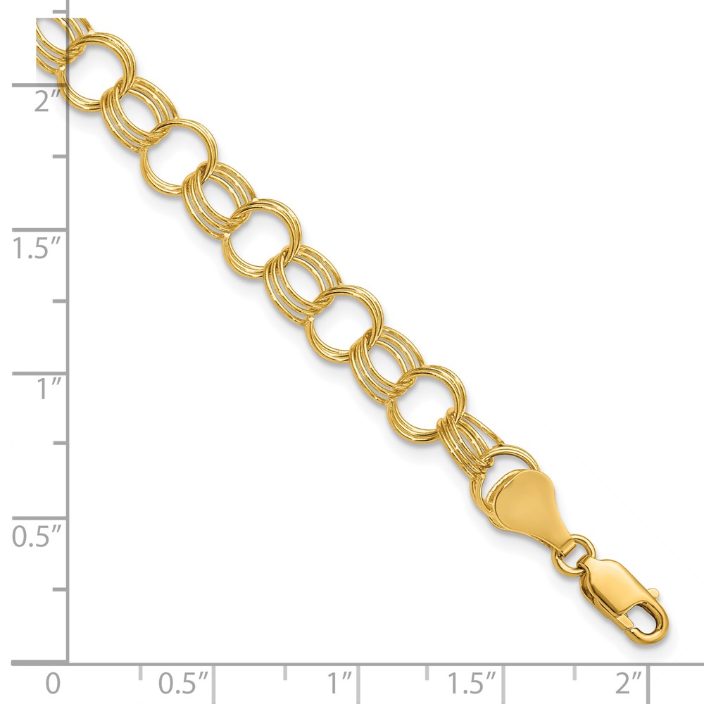 10k Solid Triple Link Charm Bracelet - Image 2