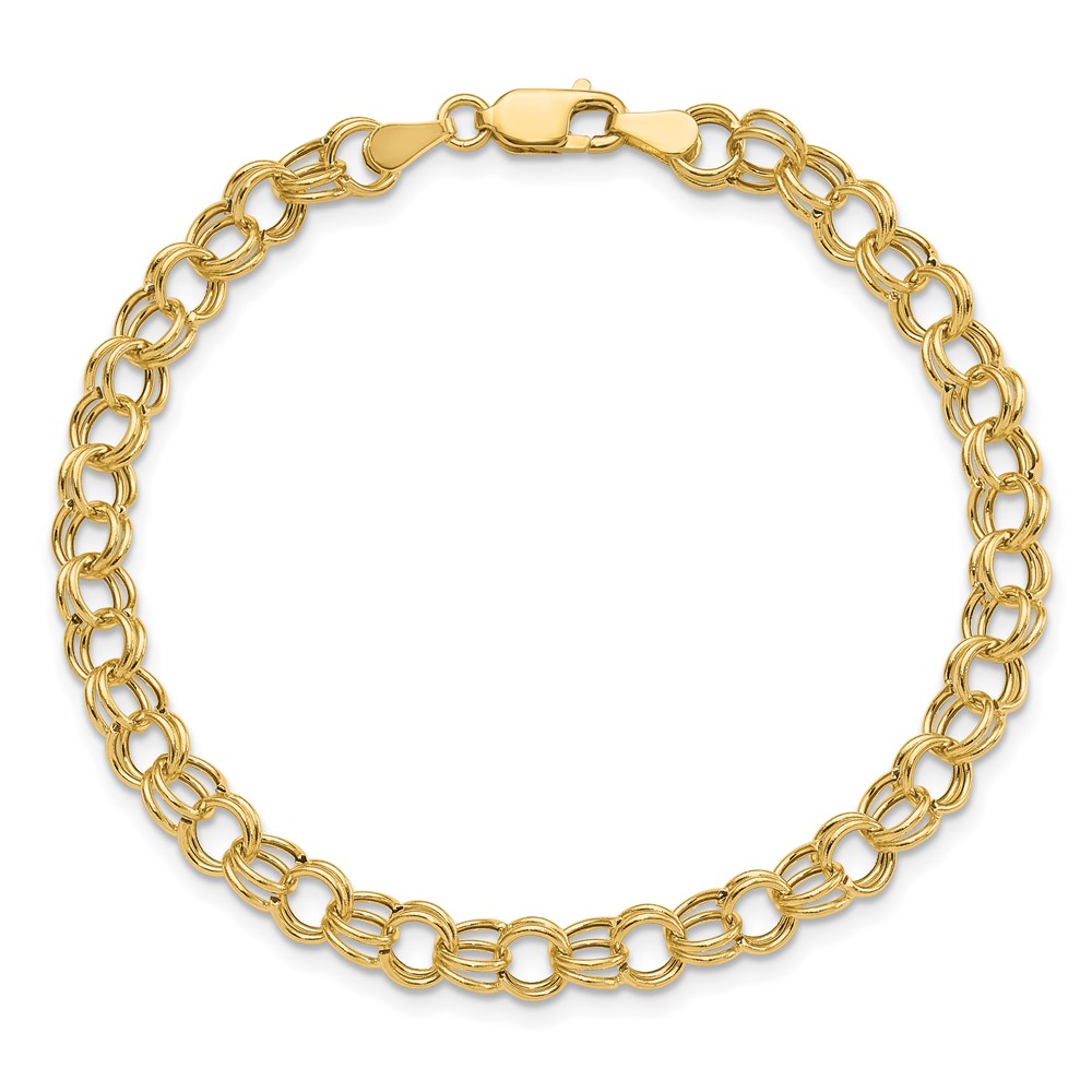 10k Hollow Double Link Charm Bracelet - Image 5