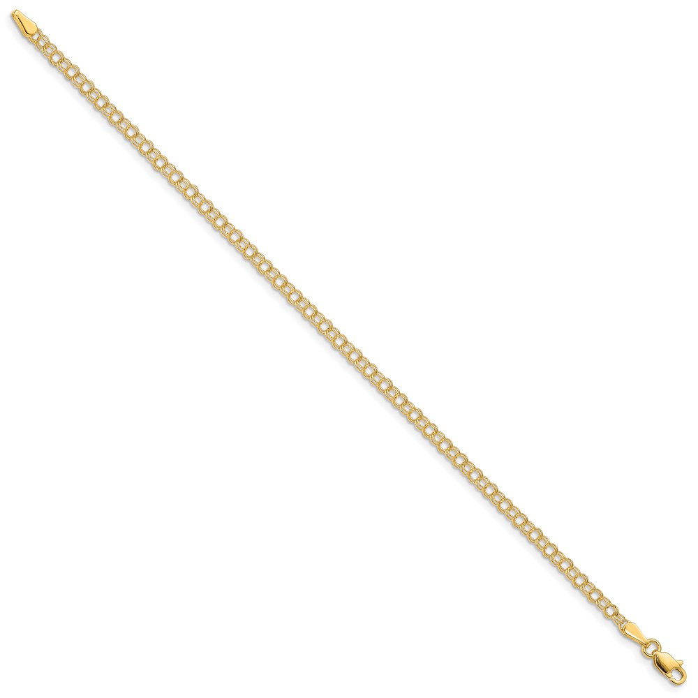 10k 3mm Solid Double Link Charm Bracelet - Image 3