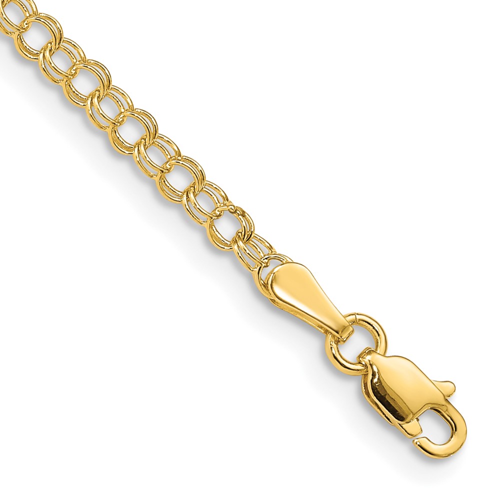 10k 3mm Solid Double Link Charm Bracelet - Image 1