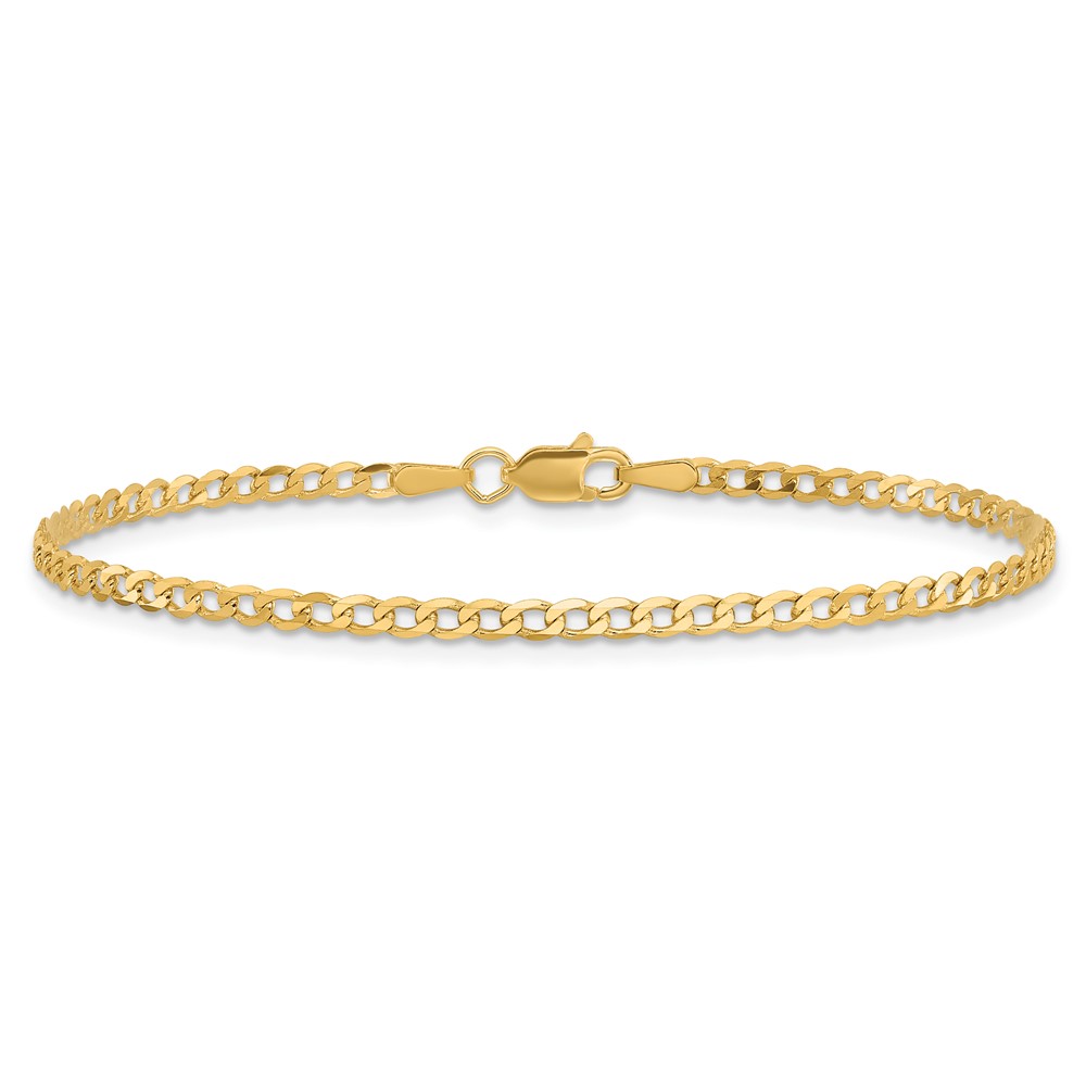 10k 2.2mm Flat Beveled Curb Chain Anklet - Image 3