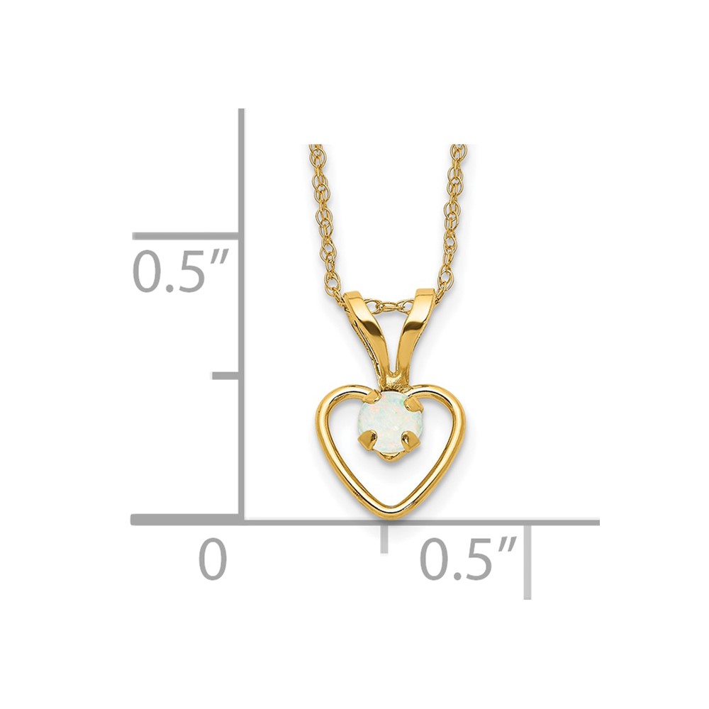 10k Madi K 3mm Opal Heart Necklace - Image 3