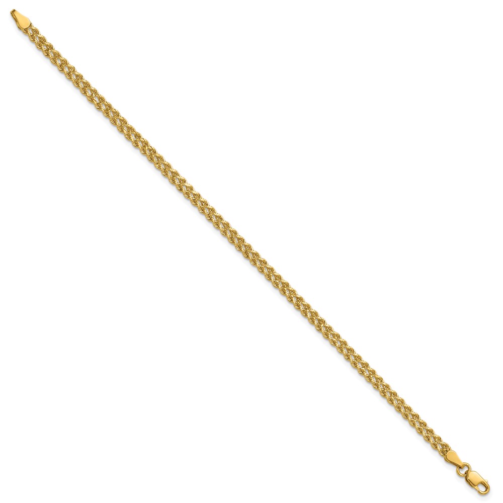 10k 3.0mm Wide Double Strand Rope Bracelet - Image 3