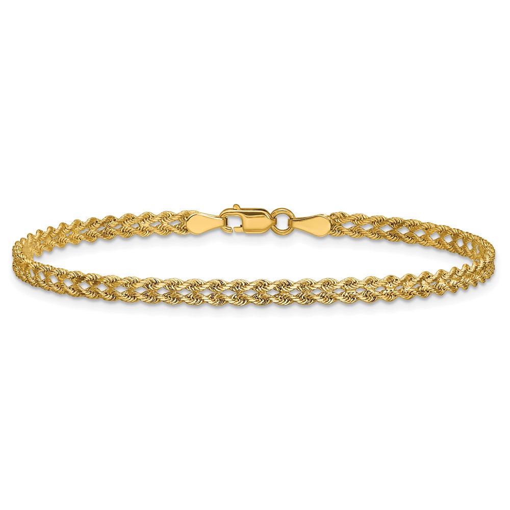 10k 3.0mm Wide Double Strand Rope Bracelet - Image 4