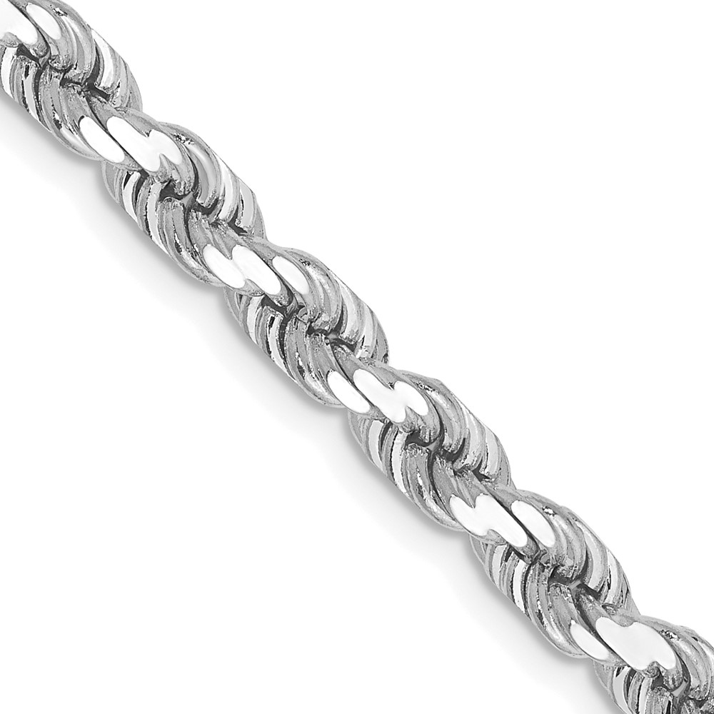 10k White Gold 4.5mm Diamond-Cut Rope Chain - Image 1