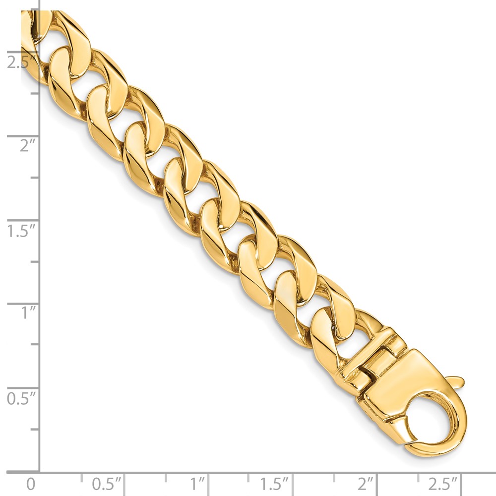 10k 11mm Hand Polished Fancy Curb Link Bracelet - Image 2