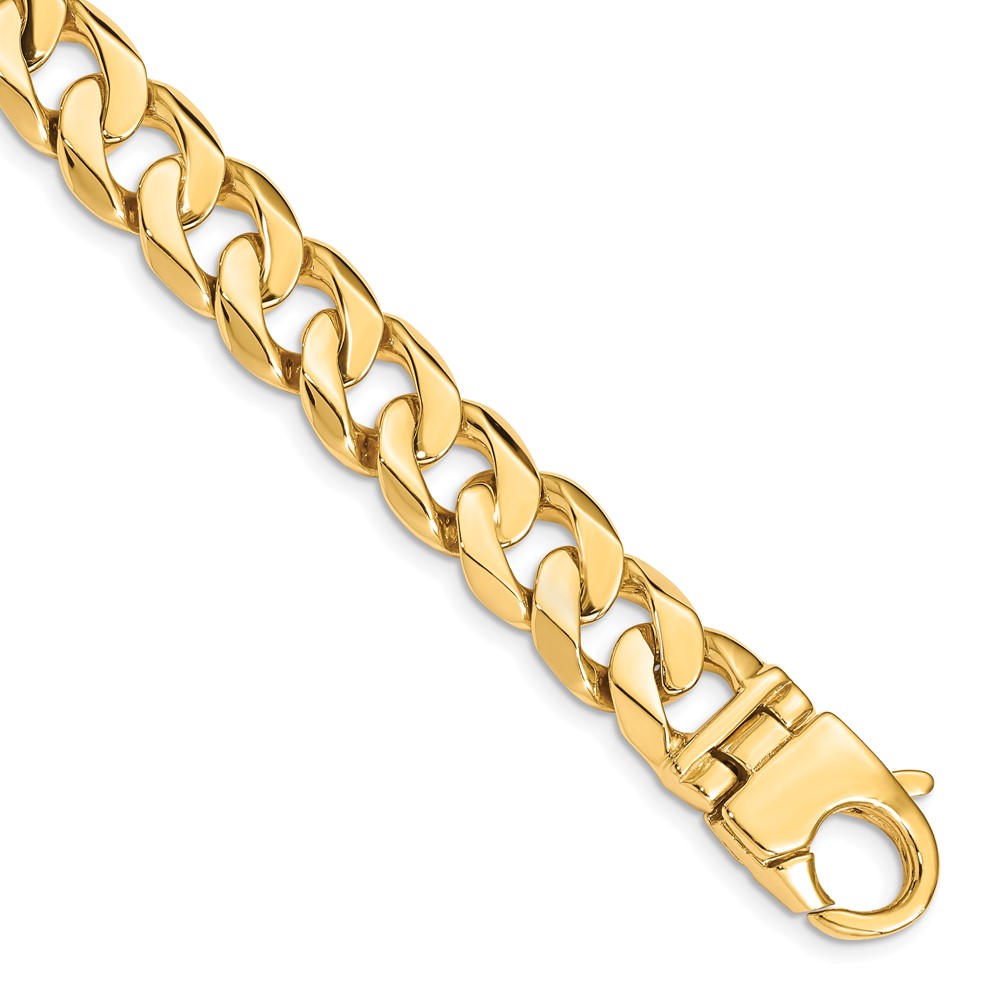 10k 11mm Hand Polished Fancy Curb Link Bracelet - Image 1