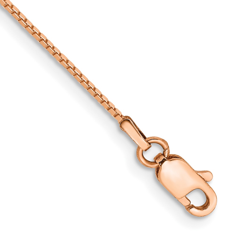 10k Rose Gold .9mm Box Link Chain Anklet - Image 1
