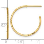 14k Polished 1.2 x 25mm Diamond-cut Solid C-Hoop Post Earrings - Image 3