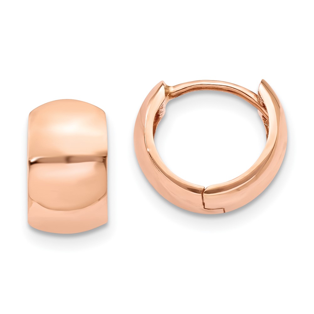 14k Rose Gold Round Hinged Hoop Earrings - Image 1