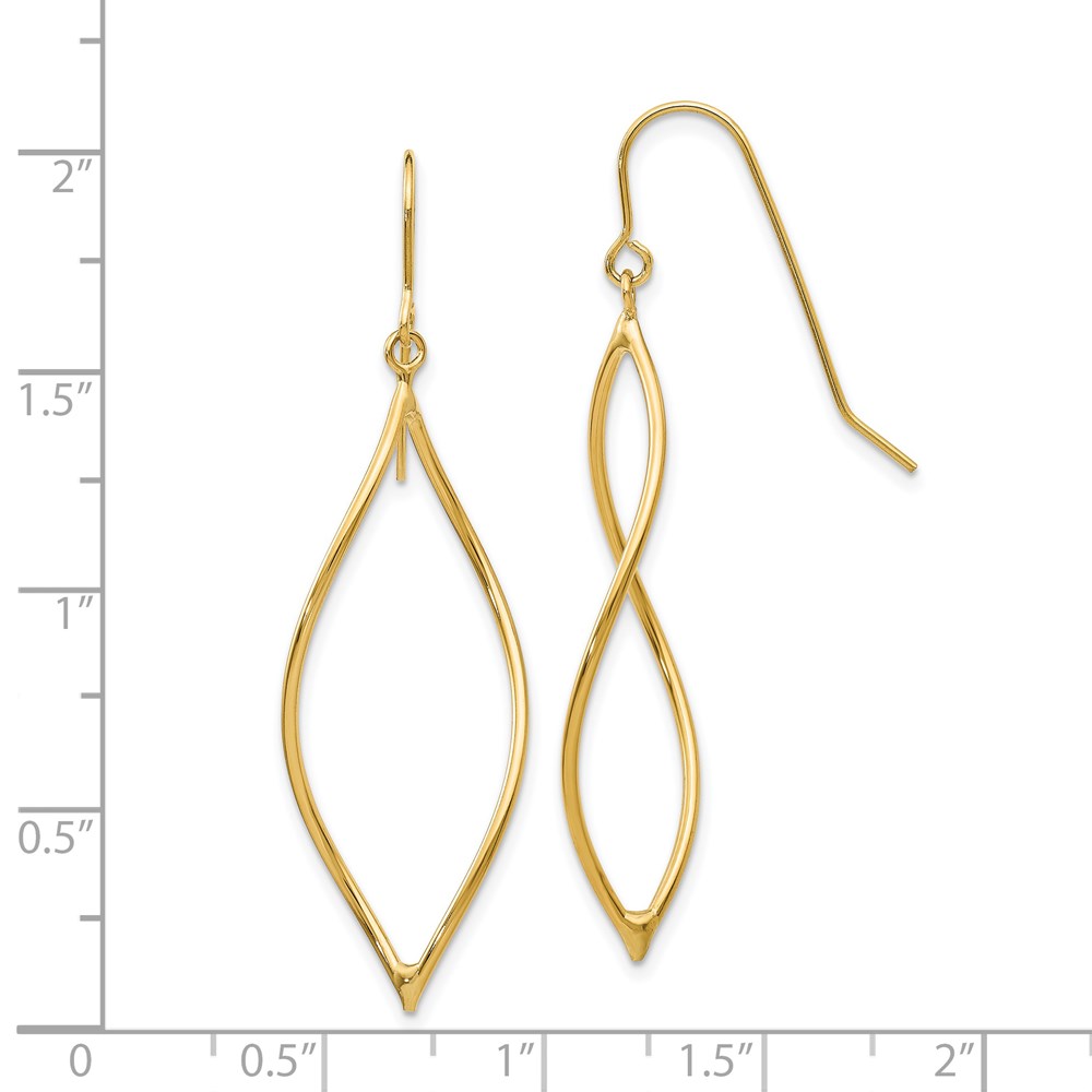 14k Polished Twisted Oblong Dangle Earrings - Image 4