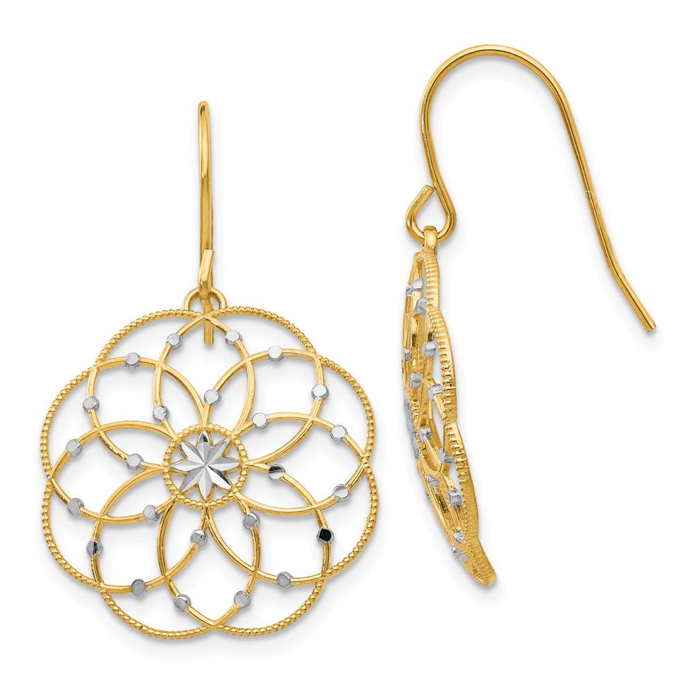 TL877-1.jpg 14k & Rhodium Diamond-cut Fancy Shepherd Hook Earrings - Image 1