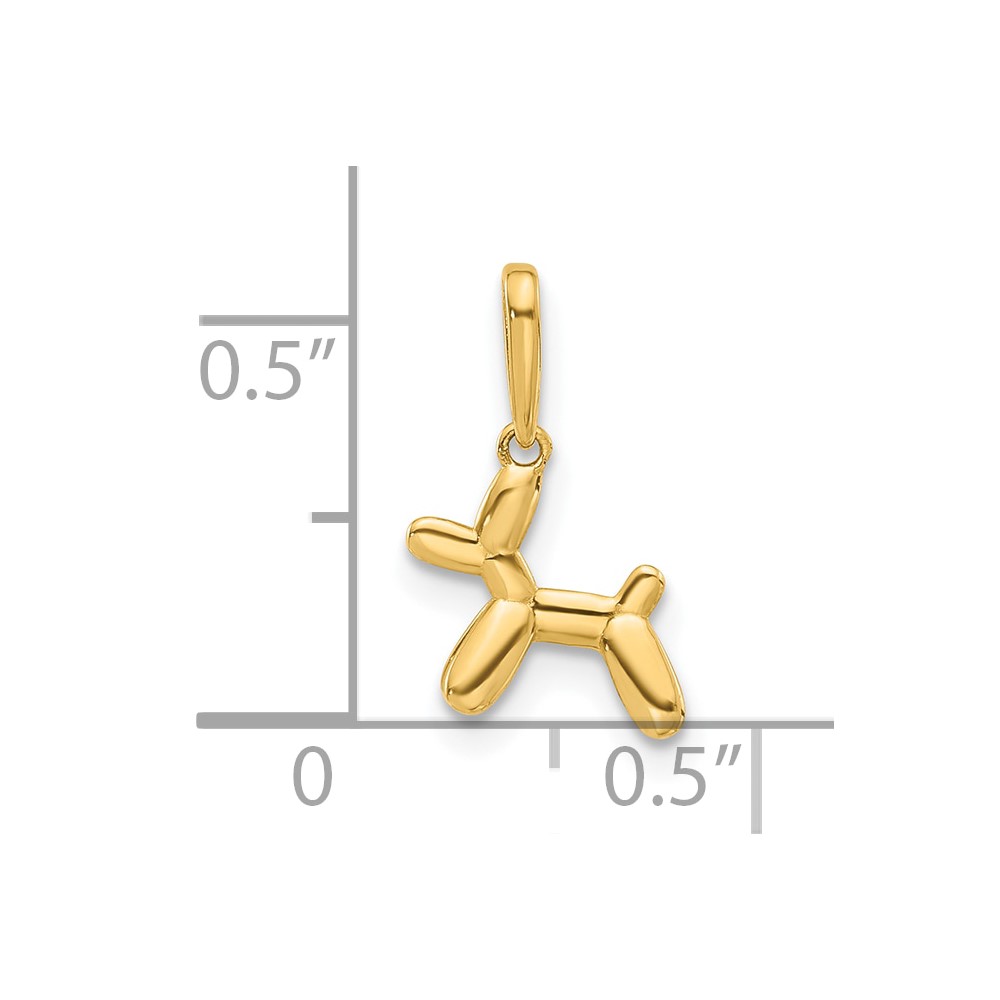14K Polished 3D Balloon Puppy Pendant Charm - Image 4