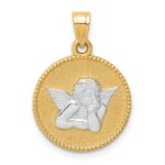 10K W/Rhodium Polished and Textured Angel Pendant